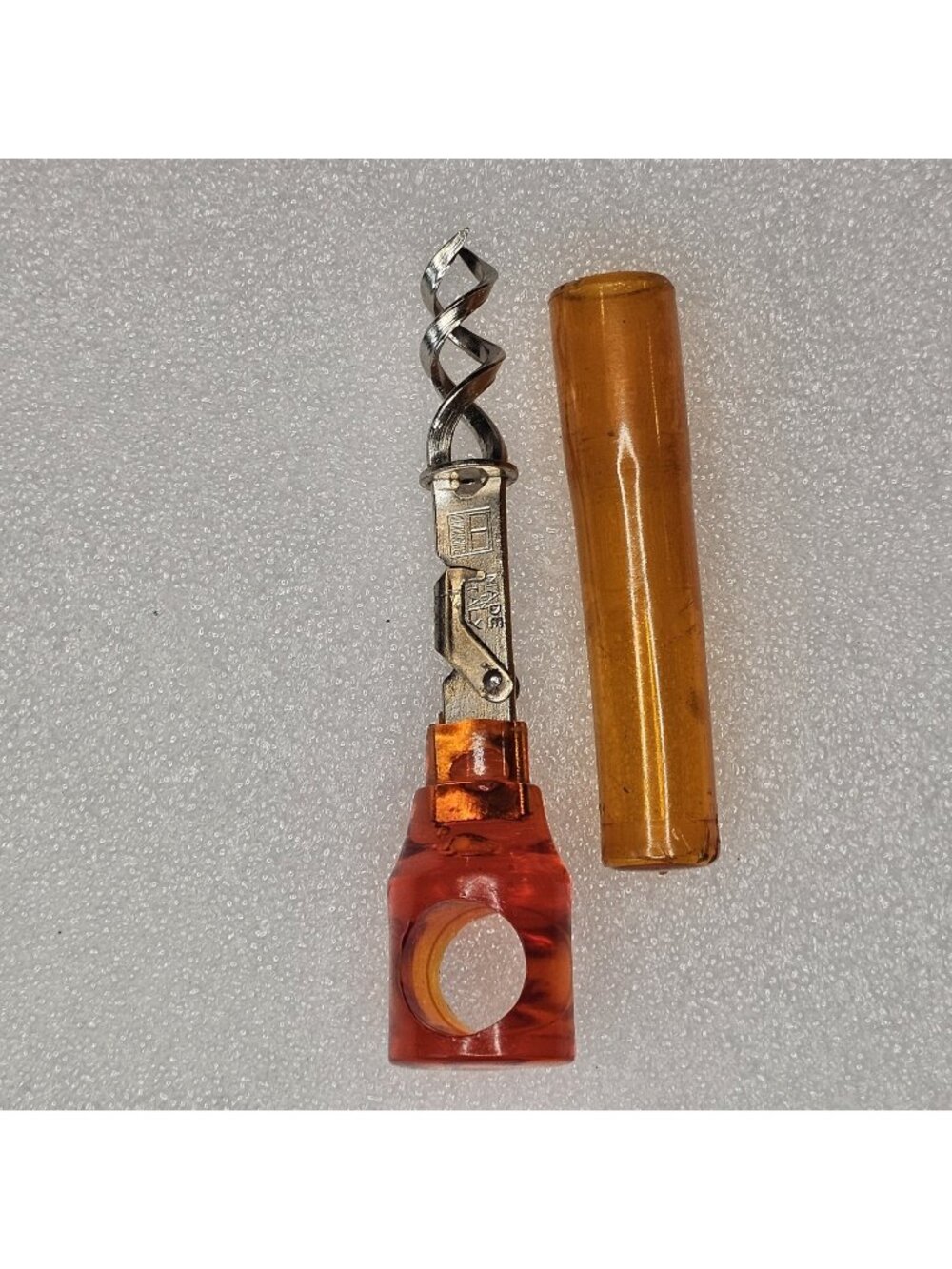 Vintage Double Helix Wine Corkscrew Bottle Opener Italy Orange Pocket